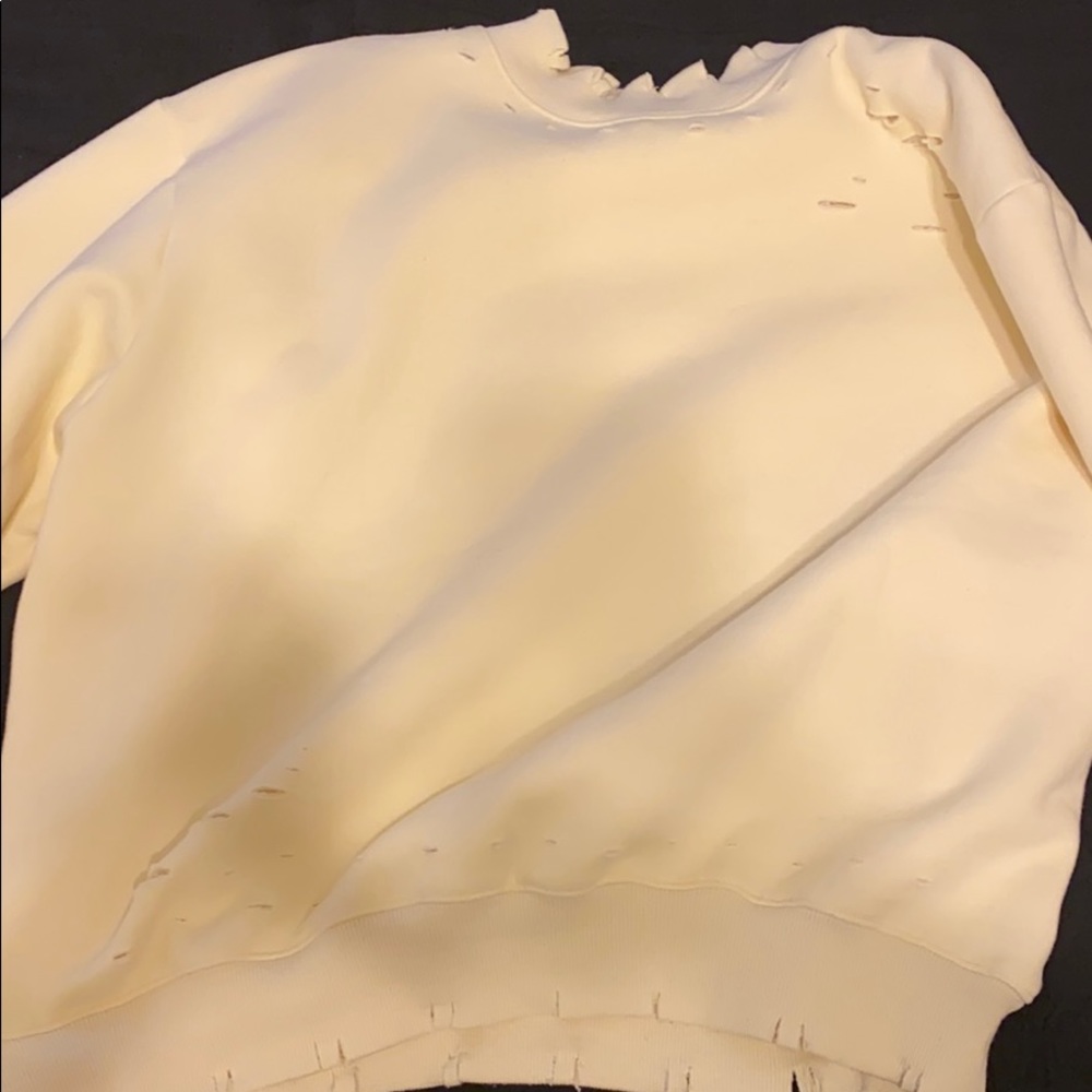 cream distressed honey punch sweatshirt
